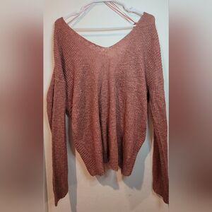 Moon & Madison Pink V-Neck Sweater Relaxed Fit